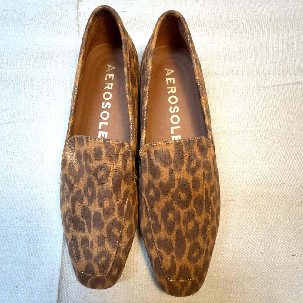 Aerosoles Payne Textile Upper Metallic Leopard Print Slip-On Loafer Flats